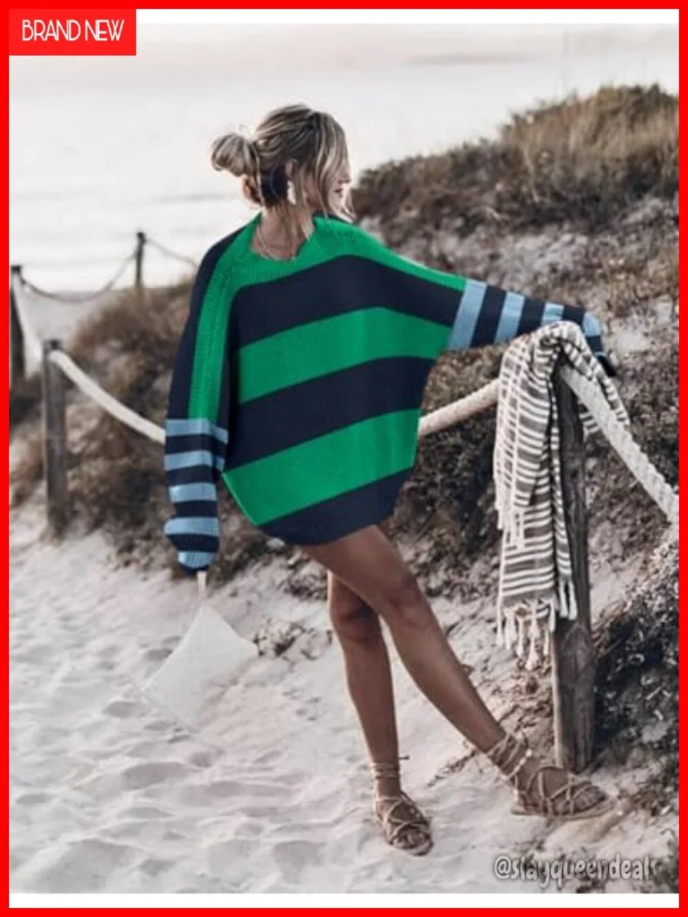 Oversized Batwing Sleeve Mock Neck Chunky Knit Pullover Sweater